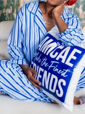 Blue & White Striped Pajama Set